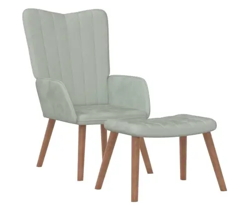 Atpūtas Krēsls Ar Kāju Balstu, Gaiši Pelēks Samts Vidaxl