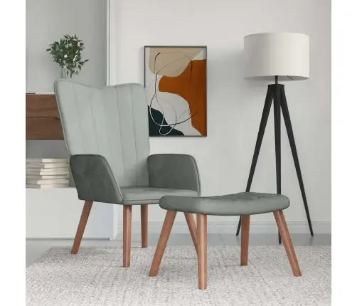 Atpūtas Krēsls Ar Kāju Balstu, Gaiši Pelēks Samts Vidaxl