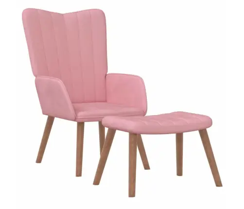 Atpūtas Krēsls Ar Kāju Balstu, Rozā Samts Vidaxl