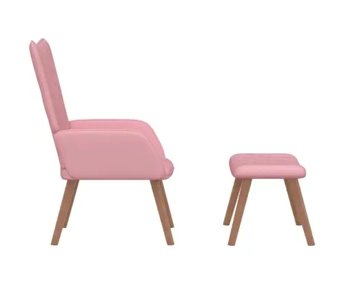 Atpūtas Krēsls Ar Kāju Balstu, Rozā Samts Vidaxl