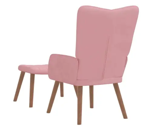 Atpūtas Krēsls Ar Kāju Balstu, Rozā Samts Vidaxl