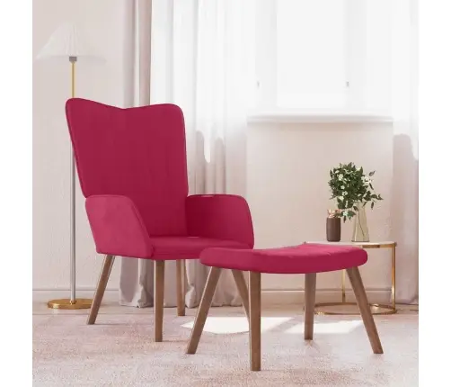 Atpūtas Krēsls Ar Kāju Balstu, Vīnsarkans Samts Vidaxl