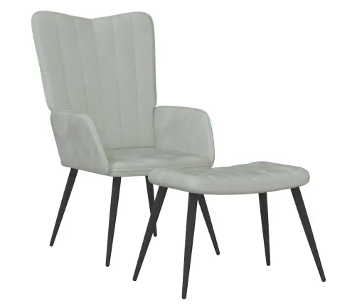 Atpūtas Krēsls Ar Kāju Balstu, Gaiši Pelēks Samts Vidaxl