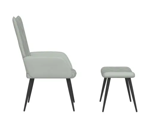 Atpūtas Krēsls Ar Kāju Balstu, Gaiši Pelēks Samts Vidaxl