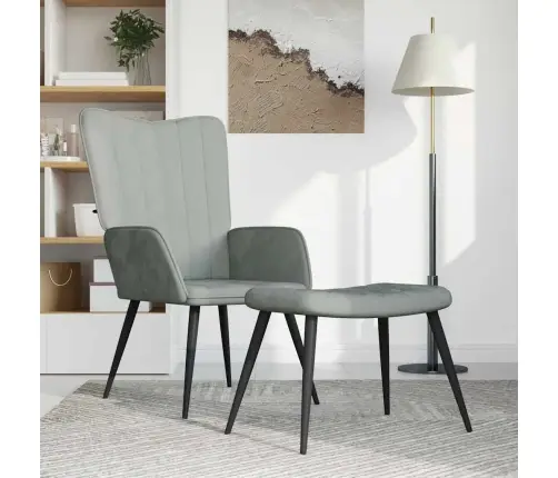 Atpūtas Krēsls Ar Kāju Balstu, Gaiši Pelēks Samts Vidaxl