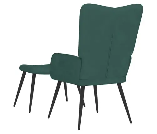 Poilsio Kėdė Su Pakoja, Tamsiai Žalios Spalvos, Aksomas Poilsio Kėdė Su Pakoja, Tamsiai Žalios Spalvos, Aksomas