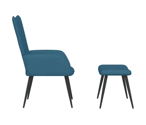 Atpūtas Krēsls Ar Kāju Balstu, Zils Samts Vidaxl