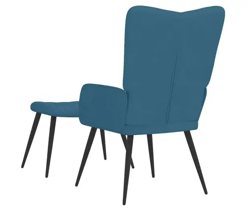 Atpūtas Krēsls Ar Kāju Balstu, Zils Samts Vidaxl