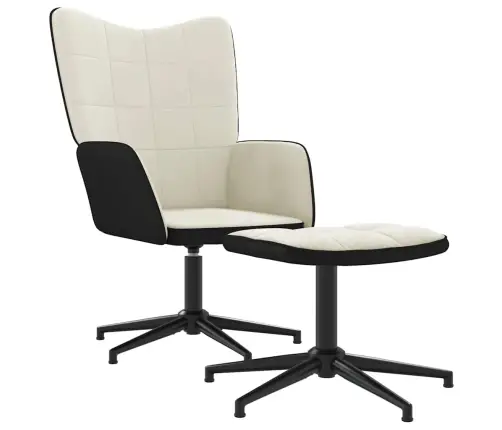 Atpūtas Krēsls Ar Kāju Balstu, Krēmbalts, Samts Un Pvc Vidaxl