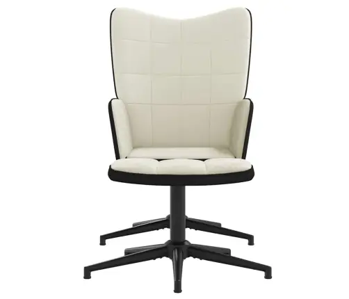 Atpūtas Krēsls Ar Kāju Balstu, Krēmbalts, Samts Un Pvc Vidaxl