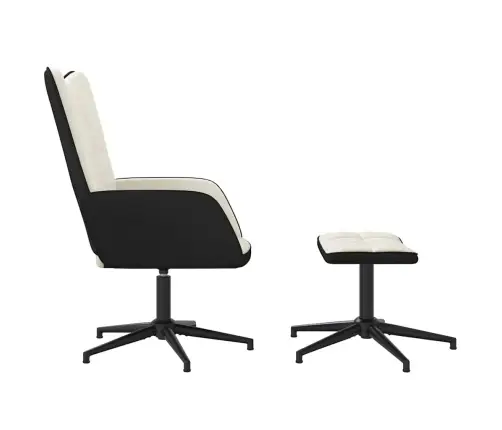 Atpūtas Krēsls Ar Kāju Balstu, Krēmbalts, Samts Un Pvc Vidaxl