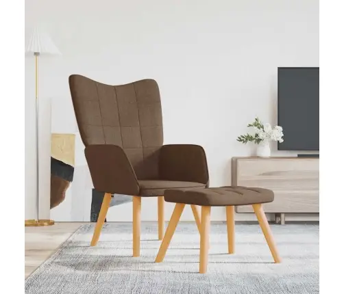 Atpūtas Krēsls Ar Kāju Balstu, Brūns Audums Vidaxl