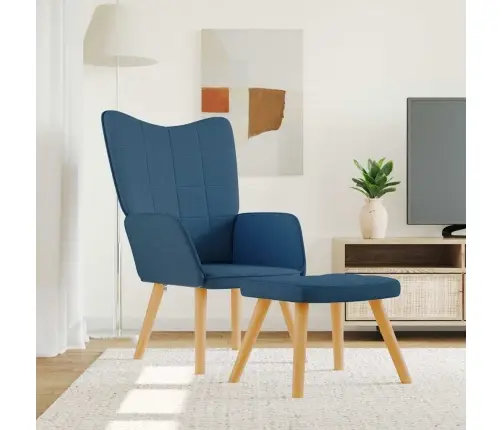 Poilsio Kėdė Su Pakoja, Mėlynos Spalvos, Audinys