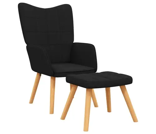 Atpūtas Krēsls Ar Kāju Balstu, Melns Audums Vidaxl