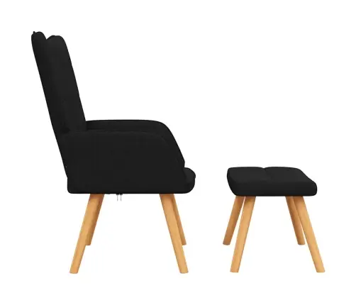 Atpūtas Krēsls Ar Kāju Balstu, Melns Audums Vidaxl