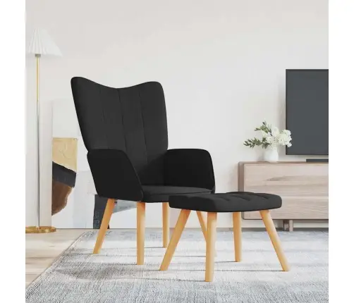 Atpūtas Krēsls Ar Kāju Balstu, Melns Audums Vidaxl