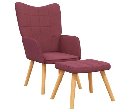 Atpūtas Krēsls Ar Kāju Balstu, Vīnsarkans Audums Vidaxl
