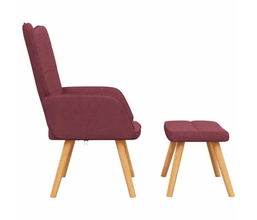 Atpūtas Krēsls Ar Kāju Balstu, Vīnsarkans Audums Vidaxl