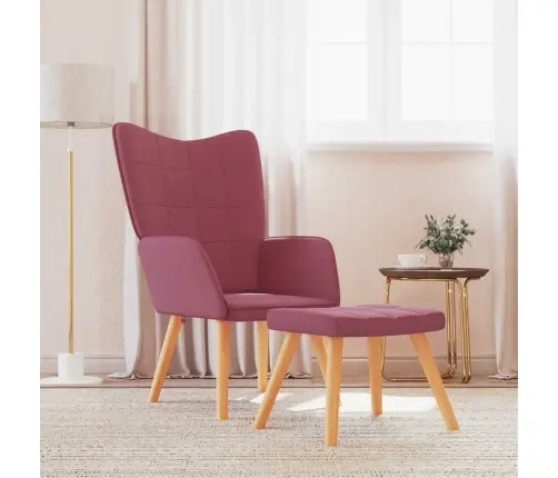 Atpūtas Krēsls Ar Kāju Balstu, Vīnsarkans Audums Vidaxl