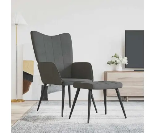 Atpūtas Krēsls Ar Kāju Balstu, Tumši Pelēks Audums Vidaxl