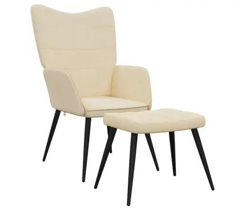 Poilsio Kėdė Su Pakoja, Kreminės Spalvos, Audinys