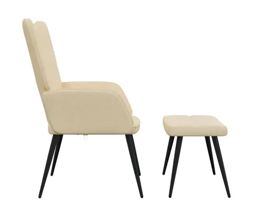 Poilsio Kėdė Su Pakoja, Kreminės Spalvos, Audinys