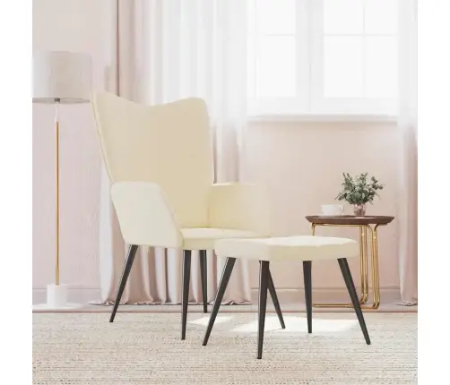 Poilsio Kėdė Su Pakoja, Kreminės Spalvos, Audinys