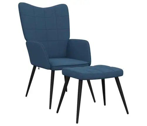 Atpūtas Krēsls Ar Kāju Balstu, Zils Audums Vidaxl