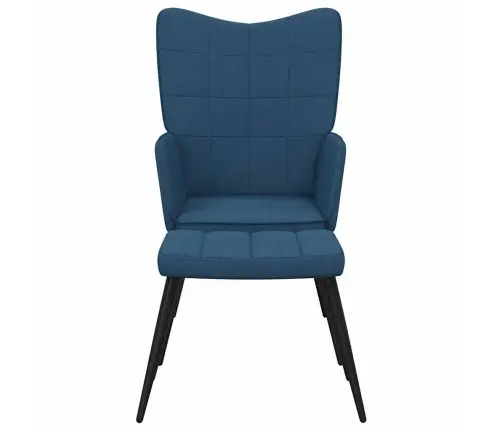 Atpūtas Krēsls Ar Kāju Balstu, Zils Audums Vidaxl