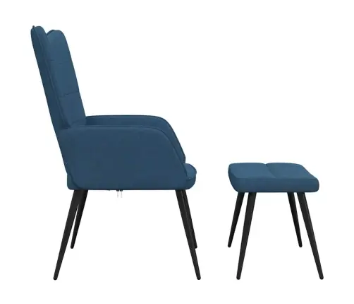 Atpūtas Krēsls Ar Kāju Balstu, Zils Audums Vidaxl