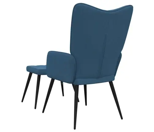 Atpūtas Krēsls Ar Kāju Balstu, Zils Audums Vidaxl