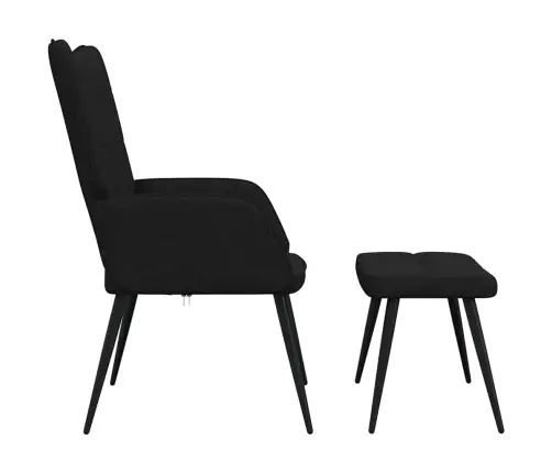 Atpūtas Krēsls Ar Kāju Balstu, Melns Audums Vidaxl