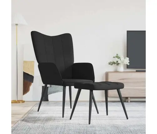 Atpūtas Krēsls Ar Kāju Balstu, Melns Audums Vidaxl