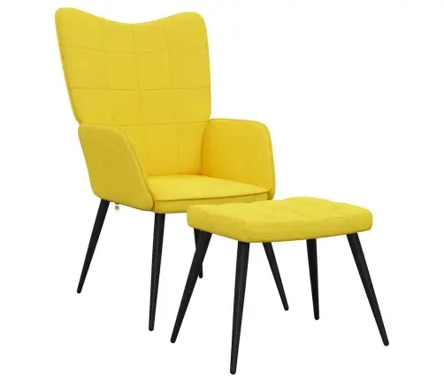 Atpūtas Krēsls Ar Kāju Balstu, Sinepju Dzeltens Audums Vidaxl