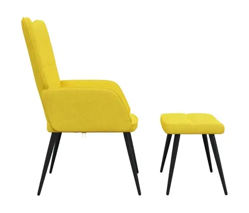 Atpūtas Krēsls Ar Kāju Balstu, Sinepju Dzeltens Audums Vidaxl