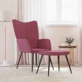 Atpūtas Krēsls Ar Kāju Balstu, Vīnsarkans Audums Vidaxl