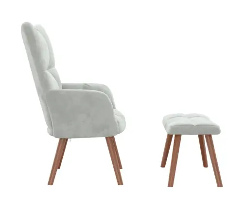 Atpūtas Krēsls Ar Kāju Balstu, Gaiši Pelēks Samts Vidaxl