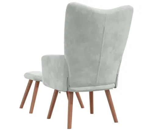 Atpūtas Krēsls Ar Kāju Balstu, Gaiši Pelēks Samts Vidaxl