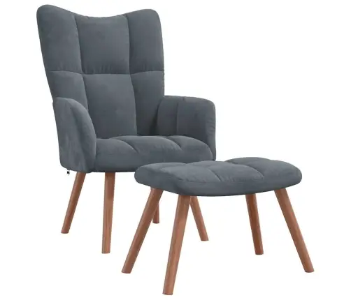 Atpūtas Krēsls Ar Kāju Balstu, Tumši Pelēks Samts Vidaxl