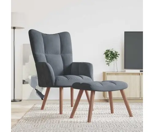 Atpūtas Krēsls Ar Kāju Balstu, Tumši Pelēks Samts Vidaxl