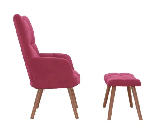 Atpūtas Krēsls Ar Kāju Balstu, Vīnsarkans Samts Vidaxl