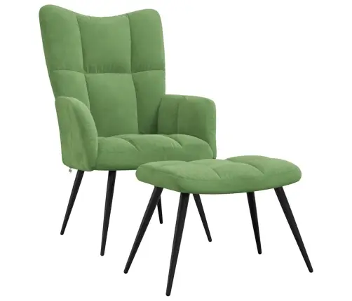 Atpūtas Krēsls Ar Kāju Balstu, Gaiši Zaļš Samts Vidaxl