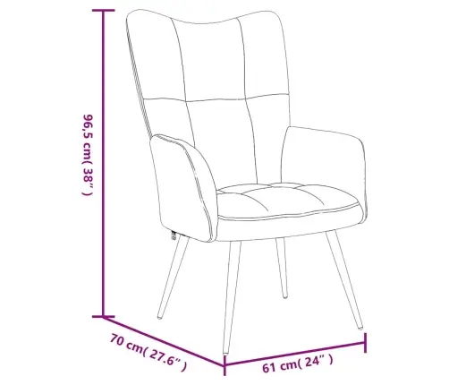 Poilsio Krėslas Su Taburetėle, Juodas Aksomas