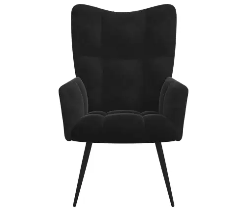 Poilsio Krėslas Su Taburetėle, Juodas Aksomas