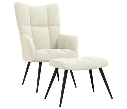 Poilsio Kėdė Su Pakoja, Kreminės Baltos Spalvos, Aksomas