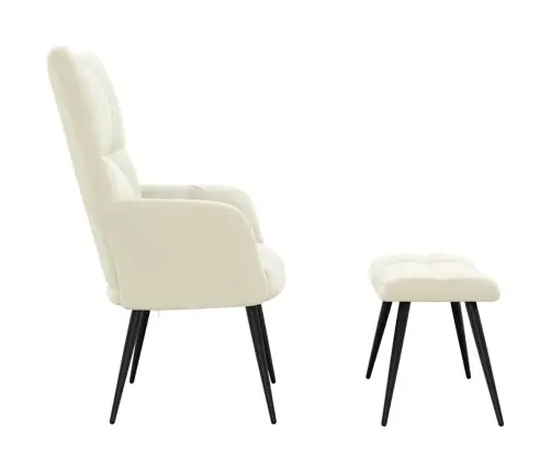 Poilsio Kėdė Su Pakoja, Kreminės Baltos Spalvos, Aksomas