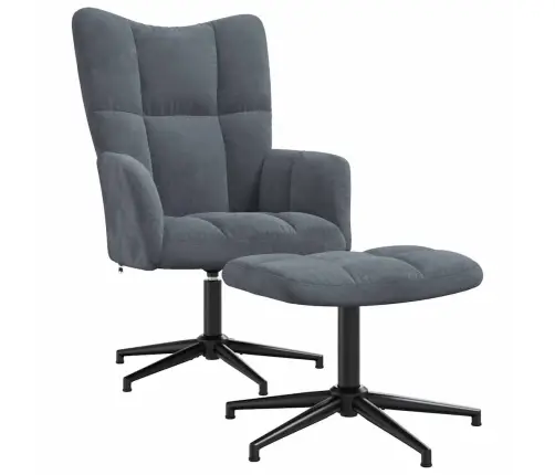 Atpūtas Krēsls Ar Kāju Balstu, Tumši Pelēks Samts Vidaxl