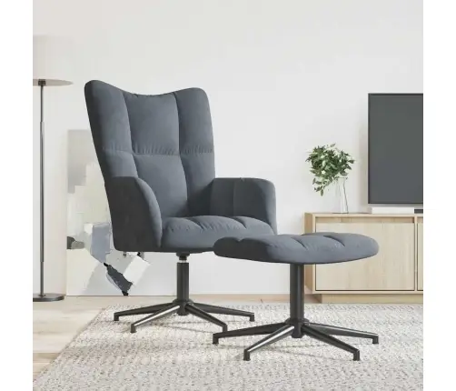 Atpūtas Krēsls Ar Kāju Balstu, Tumši Pelēks Samts Vidaxl