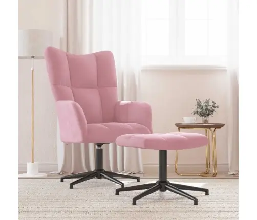 Atpūtas Krēsls Ar Kāju Balstu, Rozā Samts Vidaxl
