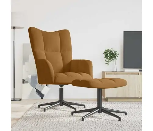 Atpūtas Krēsls Ar Kāju Balstu, Brūns Samts Vidaxl